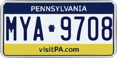 PA license plate MYA9708