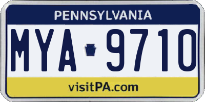 PA license plate MYA9710