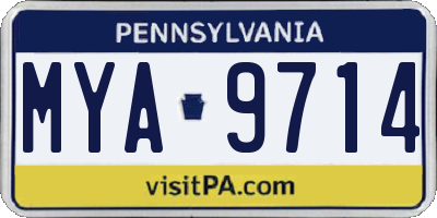 PA license plate MYA9714
