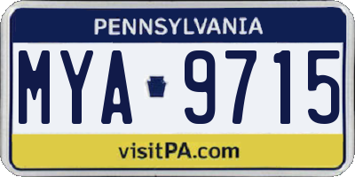 PA license plate MYA9715