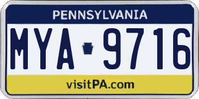 PA license plate MYA9716