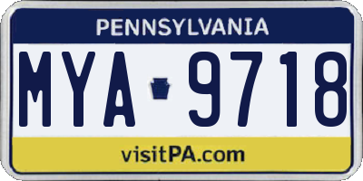 PA license plate MYA9718