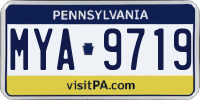 PA license plate MYA9719