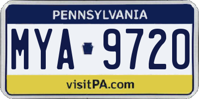 PA license plate MYA9720