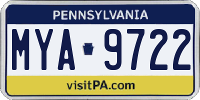 PA license plate MYA9722