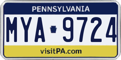 PA license plate MYA9724
