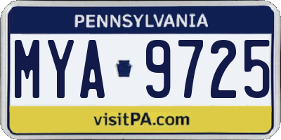 PA license plate MYA9725