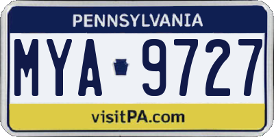 PA license plate MYA9727
