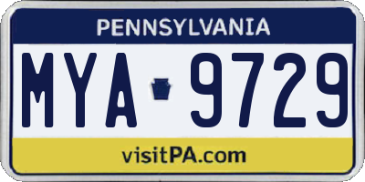 PA license plate MYA9729