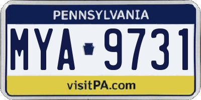 PA license plate MYA9731