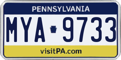 PA license plate MYA9733
