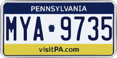 PA license plate MYA9735