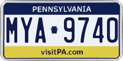 PA license plate MYA9740