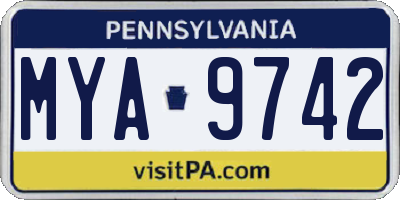 PA license plate MYA9742