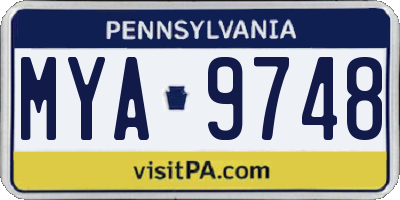 PA license plate MYA9748