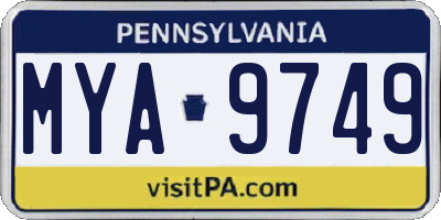 PA license plate MYA9749