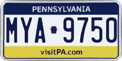 PA license plate MYA9750