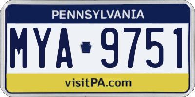 PA license plate MYA9751