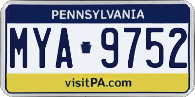 PA license plate MYA9752