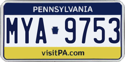 PA license plate MYA9753