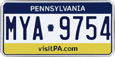 PA license plate MYA9754