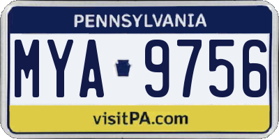 PA license plate MYA9756