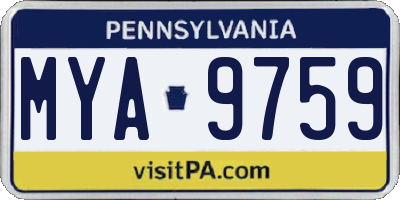 PA license plate MYA9759