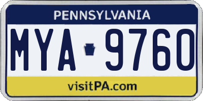 PA license plate MYA9760