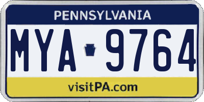PA license plate MYA9764