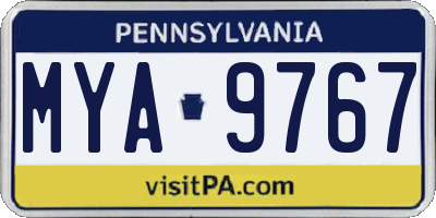 PA license plate MYA9767
