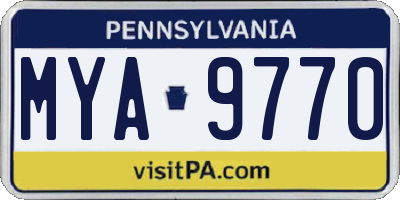 PA license plate MYA9770