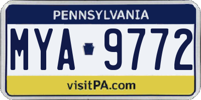 PA license plate MYA9772