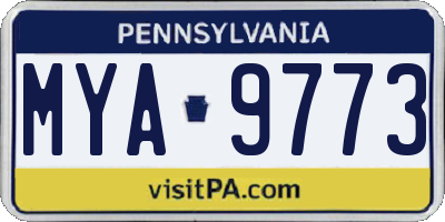 PA license plate MYA9773