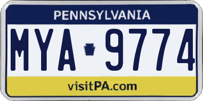 PA license plate MYA9774
