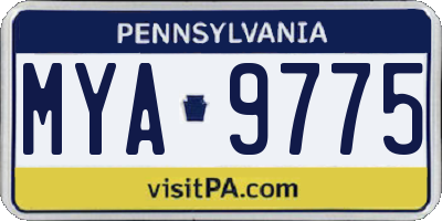 PA license plate MYA9775