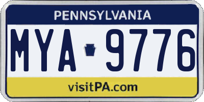 PA license plate MYA9776