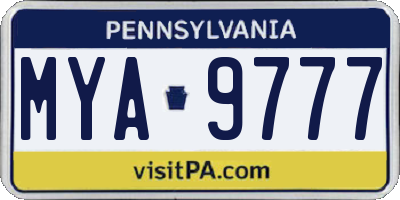 PA license plate MYA9777