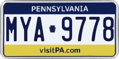 PA license plate MYA9778
