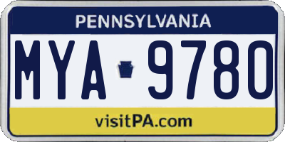 PA license plate MYA9780