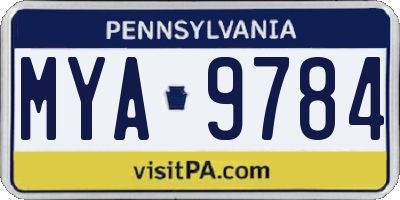 PA license plate MYA9784