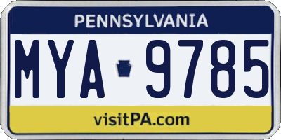PA license plate MYA9785