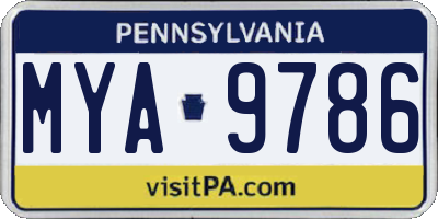 PA license plate MYA9786