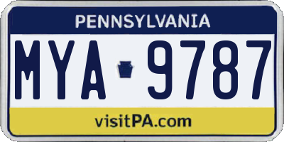 PA license plate MYA9787