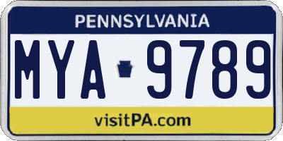 PA license plate MYA9789