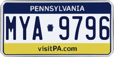 PA license plate MYA9796