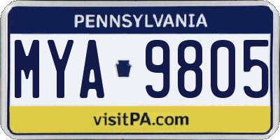 PA license plate MYA9805