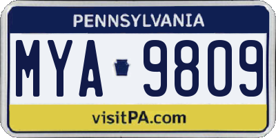 PA license plate MYA9809