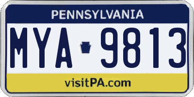 PA license plate MYA9813