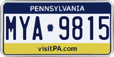 PA license plate MYA9815