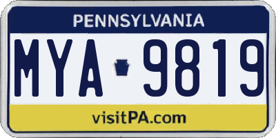 PA license plate MYA9819